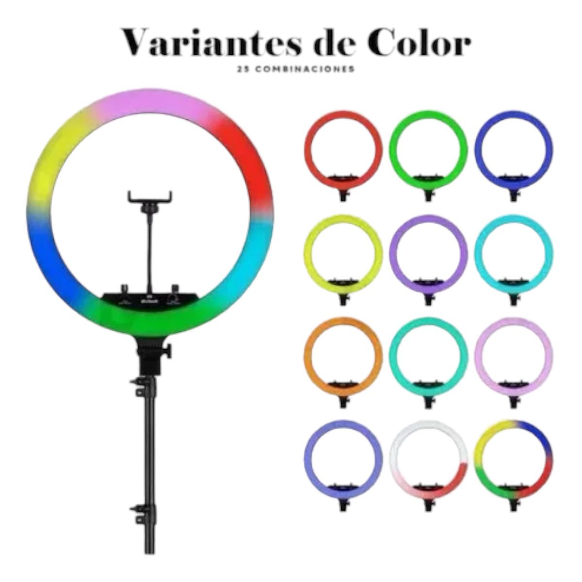 Aro de luz 12 pulgadas RGB con Tripie y Soporte de Celular