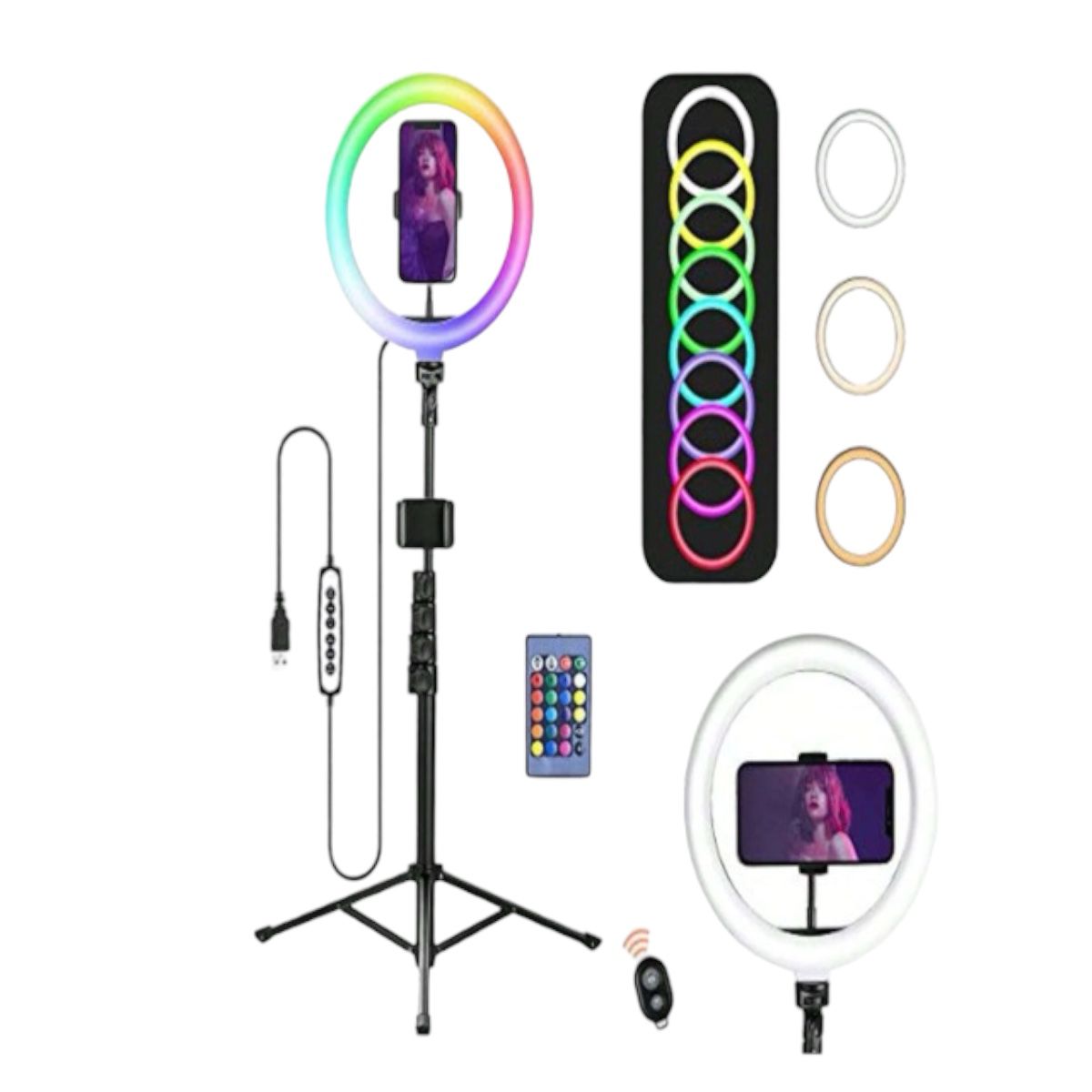 Aro de luz 12 pulgadas RGB con Tripie y Soporte de Celular