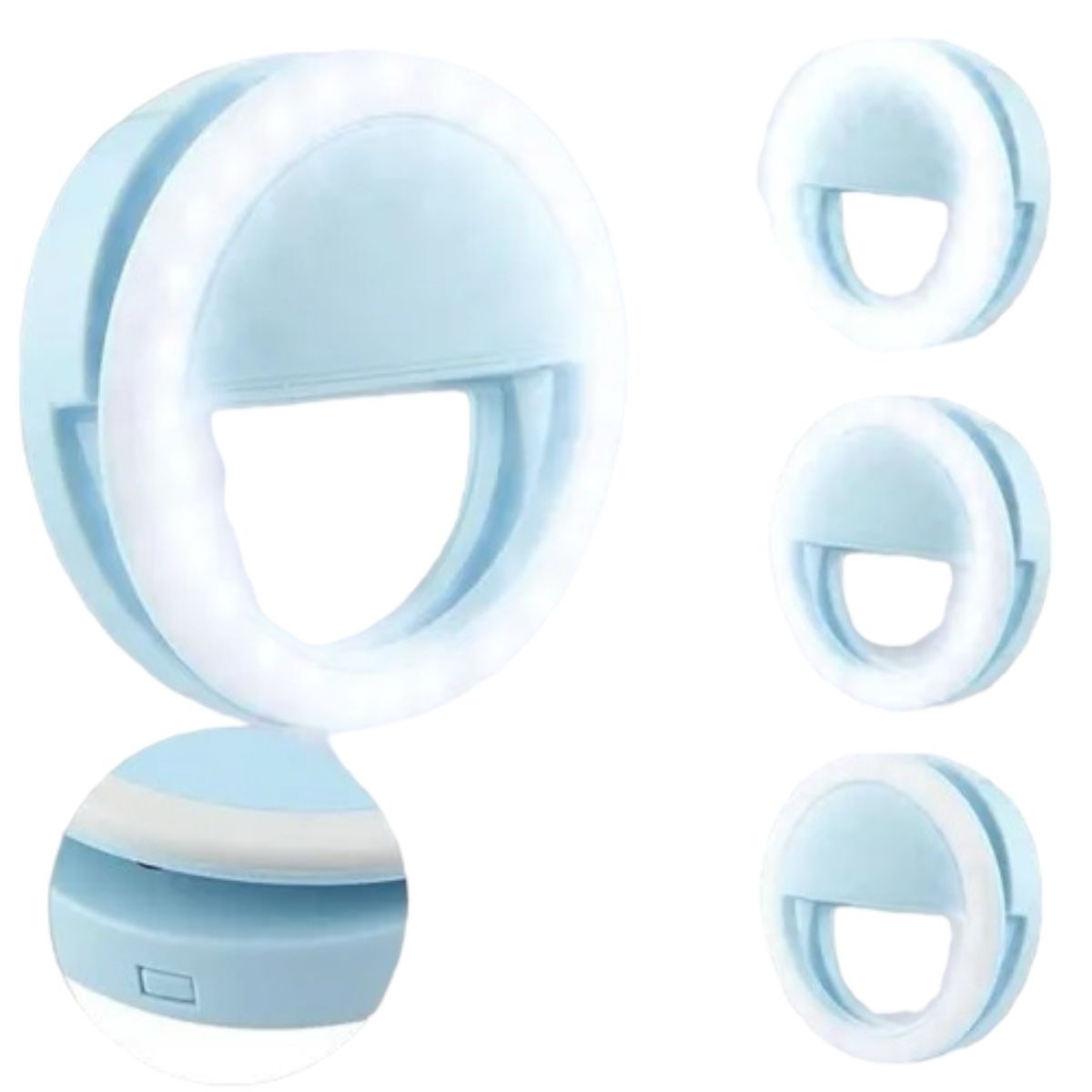 Aro de Luz Mini para Teléfono, Tablet, Computadora Portátil Selfie con Clip Recargable 3 Tonos