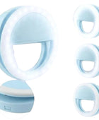 Aro de Luz Mini para Teléfono, Tablet, Computadora Portátil Selfie con Clip Recargable 3 Tonos