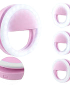 Aro de Luz Mini para Teléfono, Tablet, Computadora Portátil Selfie con Clip Recargable 3 Tonos