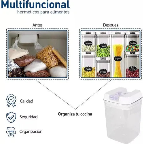 JUEGO RECIPIENTES HERMETICOS ALMACENAMIENTO 7 PIEZAS