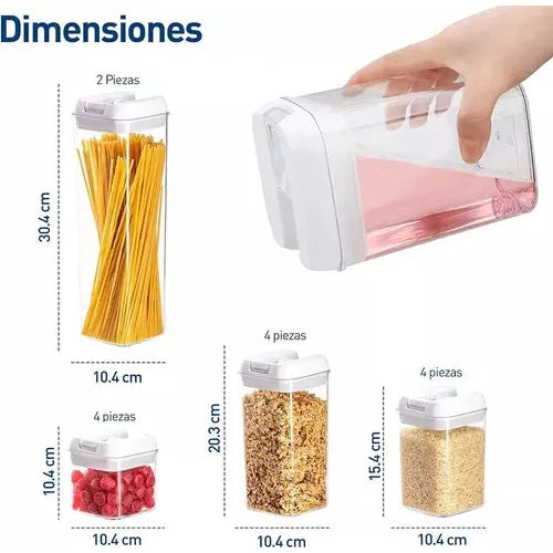 JUEGO RECIPIENTES HERMETICOS ALMACENAMIENTO 7 PIEZAS