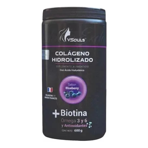 Colágeno Hidrolizado Mas Biotina Vsouls Blueberry 600grs