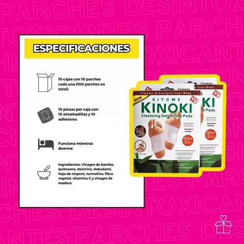 100 Parches Desintoxicantes Para Pies Kinoki