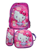 Mochila Escolar Lapicera Lonchera Térmica 3piezas Mochilas Para Niños Primaria Con Gran Capacidad Dibujo 3D Hello Kitty