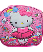 Mochila Escolar Lapicera Lonchera Térmica 3piezas Mochilas Para Niños Primaria Con Gran Capacidad Dibujo 3D Hello Kitty