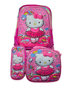 Mochila Escolar Lapicera Lonchera Térmica 3piezas Mochilas Para Niños Primaria Con Gran Capacidad Dibujo 3D Hello Kitty