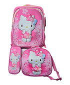 Mochila Escolar Lapicera Lonchera Térmica 3piezas Mochilas Para Niños Primaria Con Gran Capacidad Dibujo 3D Hello Kitty