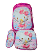 Mochila Escolar Lapicera Lonchera Térmica 3piezas Mochilas Para Niños Primaria Con Gran Capacidad Dibujo 3D Hello Kitty