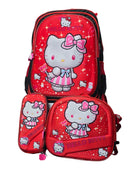 Mochila Escolar Lapicera Lonchera Térmica 3piezas Mochilas Para Niños Primaria Con Gran Capacidad Dibujo 3D Hello Kitty