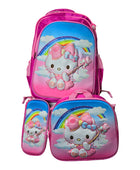 Mochila Escolar Lapicera Lonchera Térmica 3piezas Mochilas Para Niños Primaria Con Gran Capacidad Dibujo 3D Hello Kitty