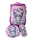 Mochila Escolar Lapicera Lonchera Térmica 3piezas Mochilas Para Niños Primaria Con Gran Capacidad Dibujo 3D Kuromi