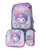 Mochila Escolar Lapicera Lonchera Térmica 3piezas Mochilas Para Niños Primaria Con Gran Capacidad Dibujo 3D Kuromi