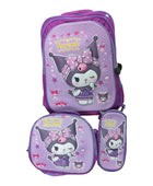 Mochila Escolar Lapicera Lonchera Térmica 3piezas Mochilas Para Niños Primaria Con Gran Capacidad Dibujo 3D Kuromi