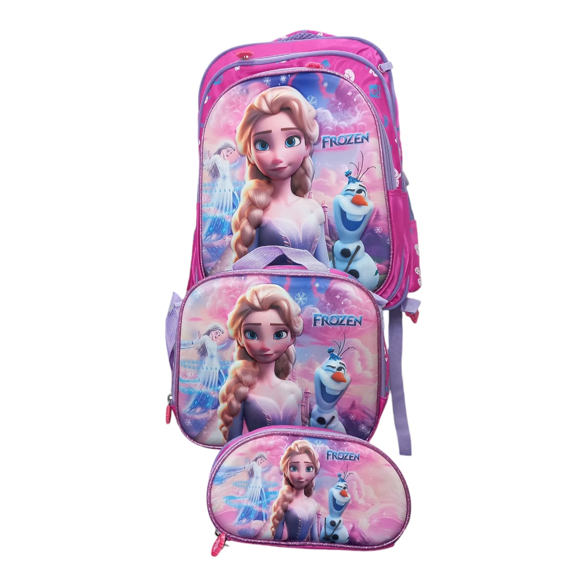 Mochila Escolar Lapicera Lonchera Térmica 3piezas Mochilas Para Niños Primaria Con Gran Capacidad Dibujo 3D Princesas Disney