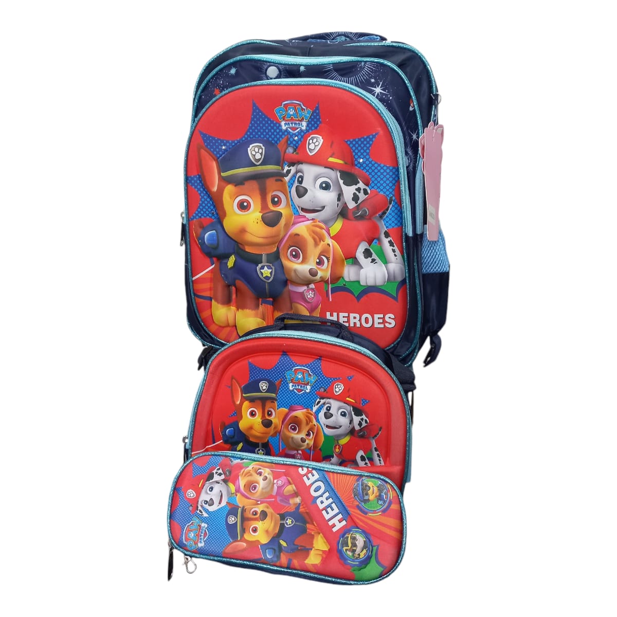 Mochila Escolar Lapicera Lonchera Térmica 3piezas Mochilas Para Niños Primaria Con Gran Capacidad Dibujo 3D Paw Patrol