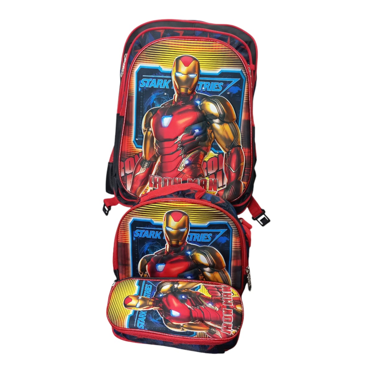 Mochila Escolar Lapicera Lonchera Térmica 3piezas Mochilas Para Niños Primaria Con Gran Capacidad Dibujo 3D Marvel