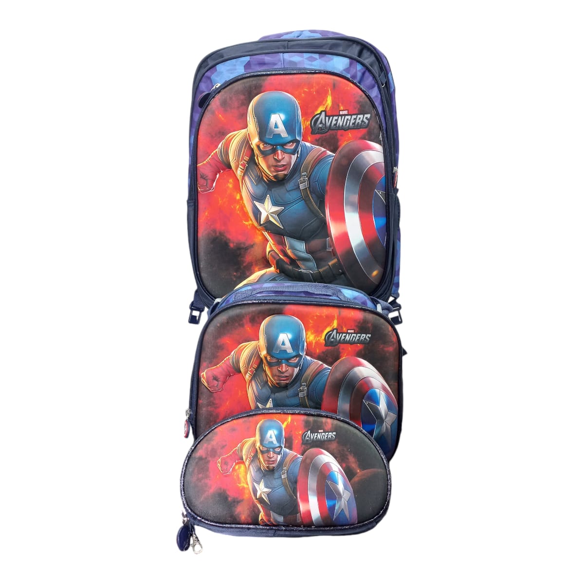 Mochila Escolar Lapicera Lonchera Térmica 3piezas Mochilas Para Niños Primaria Con Gran Capacidad Dibujo 3D Marvel