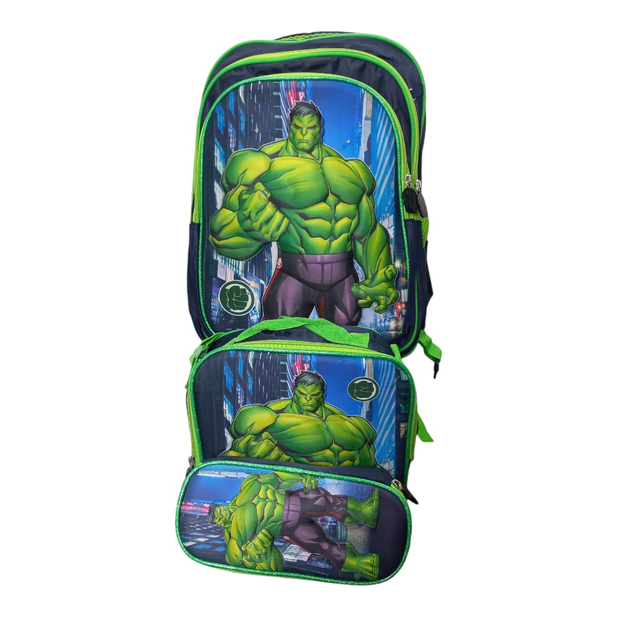 Mochila Escolar Lapicera Lonchera Térmica 3piezas Mochilas Para Niños Primaria Con Gran Capacidad Dibujo 3D Marvel