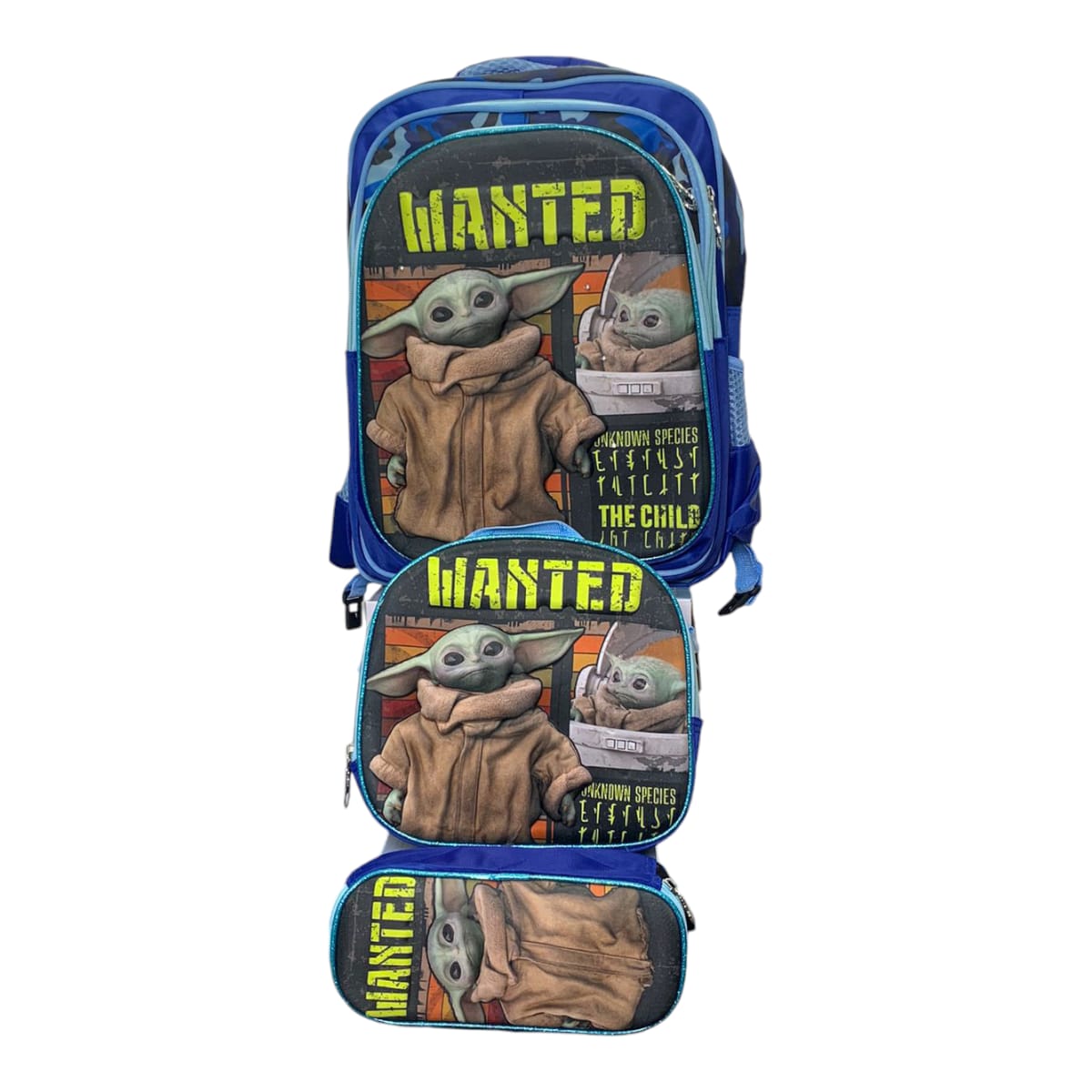 Mochila Escolar Lapicera Lonchera Térmica 3piezas Mochilas Para Niños Primaria Con Gran Capacidad Dibujo 3D Baby Yoda