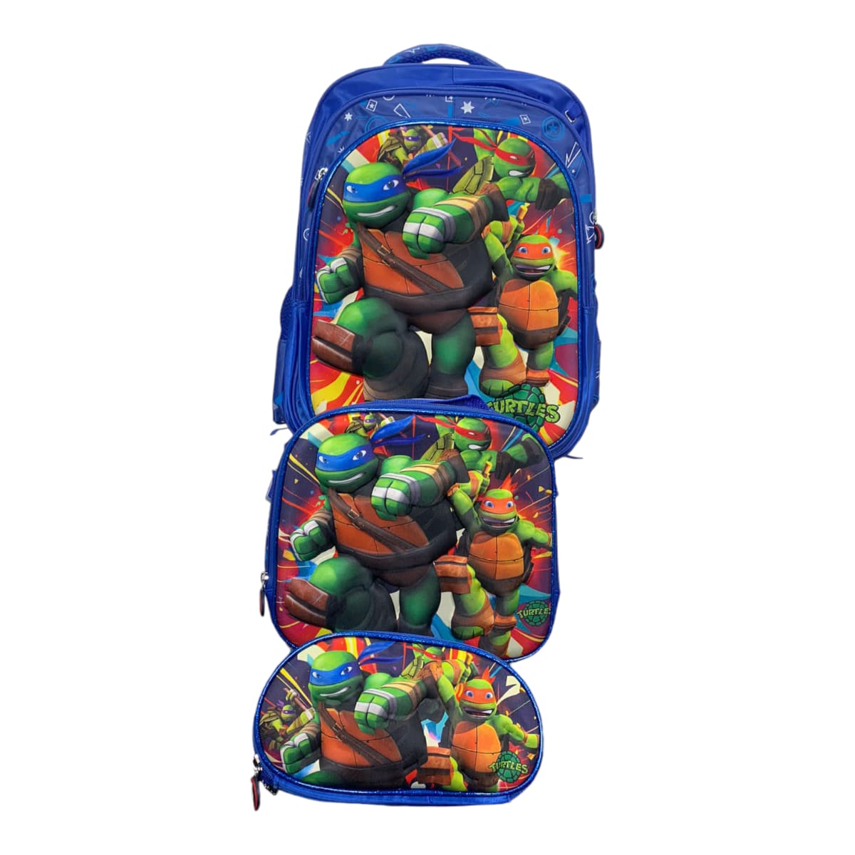 Mochila Escolar Lapicera Lonchera Térmica 3piezas Mochilas Para Niños Primaria Con Gran Capacidad Dibujo 3D Tortugas Ninja