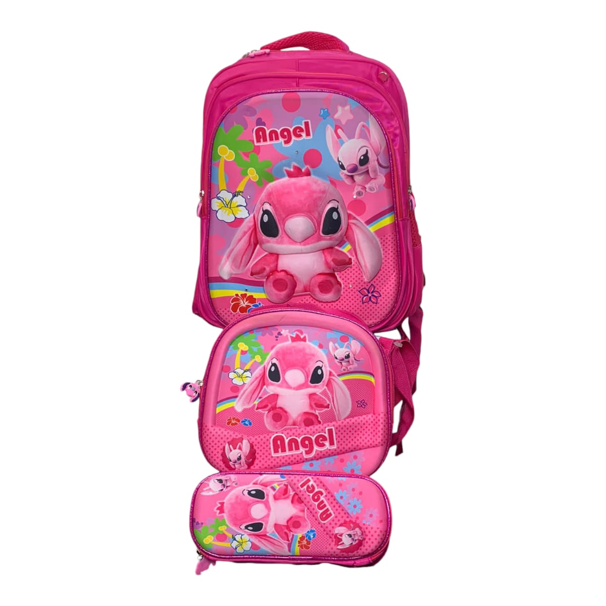Mochila Escolar Lapicera Lonchera Térmica 3piezas Mochilas Para Niños Primaria Con Gran Capacidad Dibujo 3D Lilo y Stitch