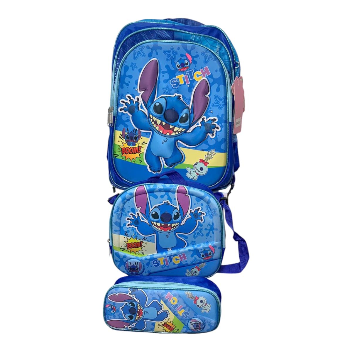 Mochila Escolar Lapicera Lonchera Térmica 3piezas Mochilas Para Niños Primaria Con Gran Capacidad Dibujo 3D Lilo y Stitch