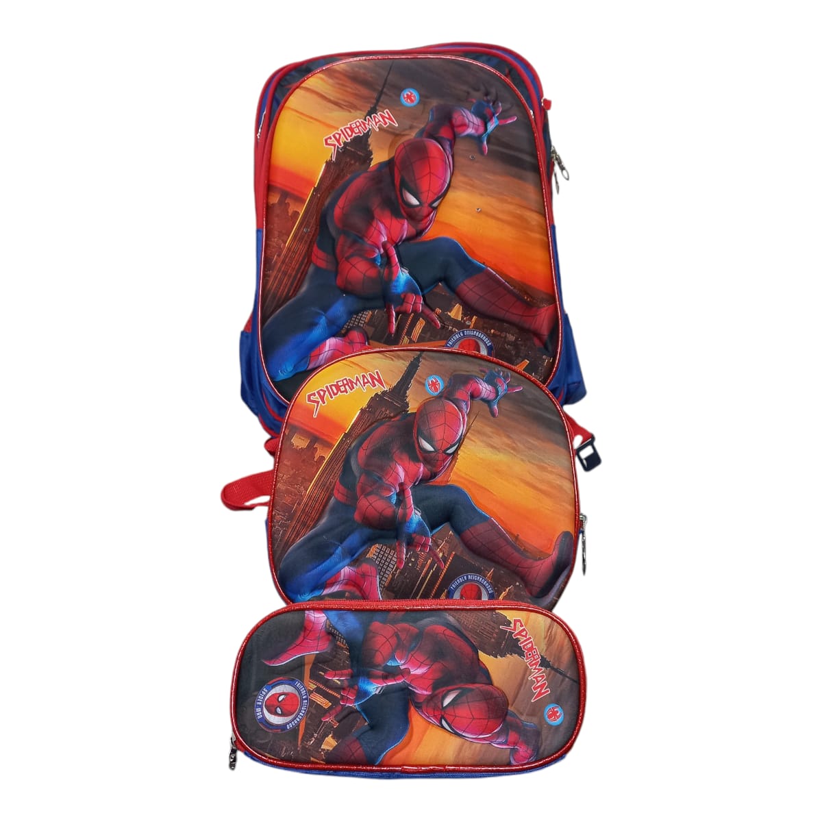 Mochila Escolar Lapicera Lonchera Térmica 3piezas Mochilas Para Niños Primaria Con Gran Capacidad Spider Man