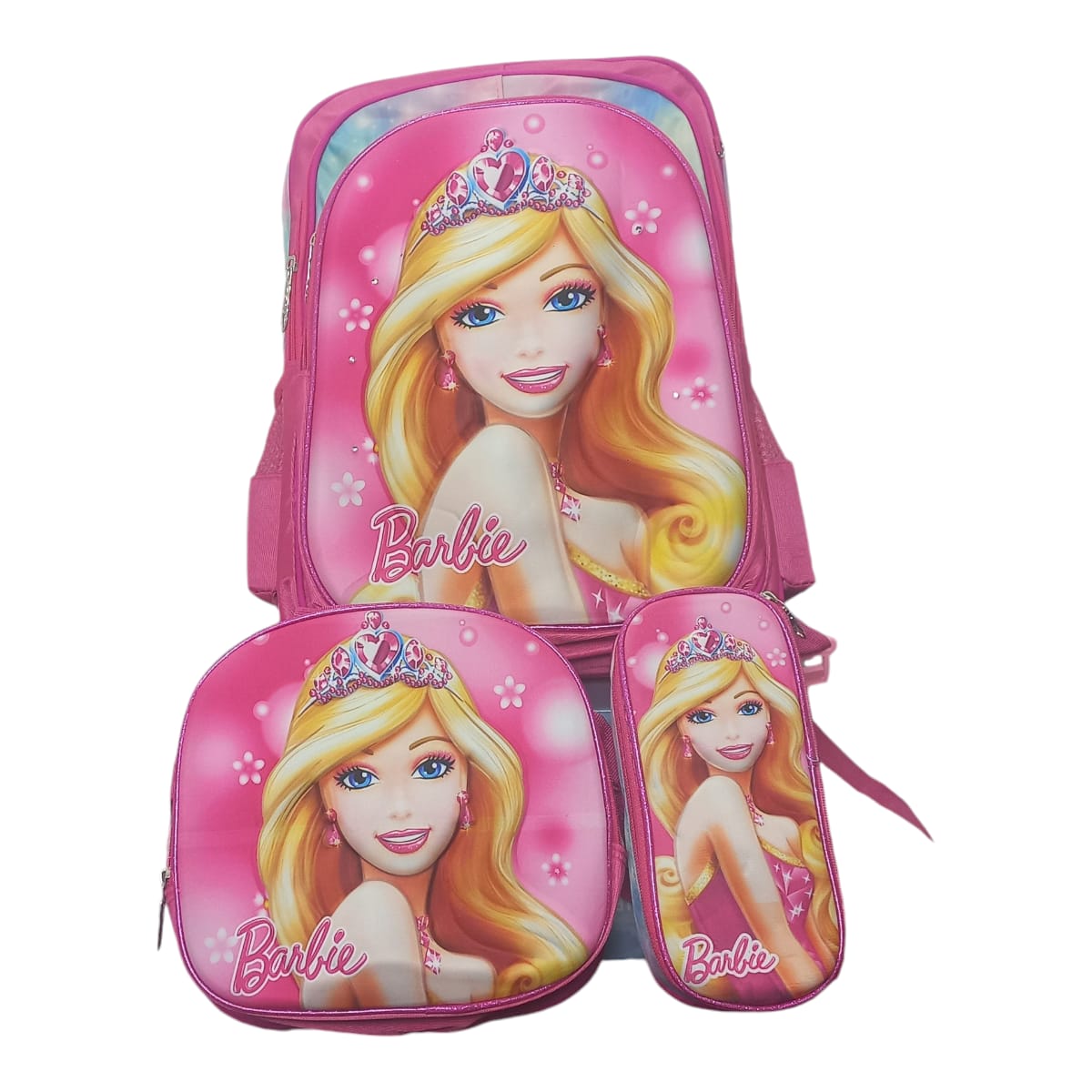 Mochila Escolar Lapicera Lonchera Térmica 3piezas Mochilas Para Niños Primaria Con Gran Capacidad Dibujo 3D Barbie
