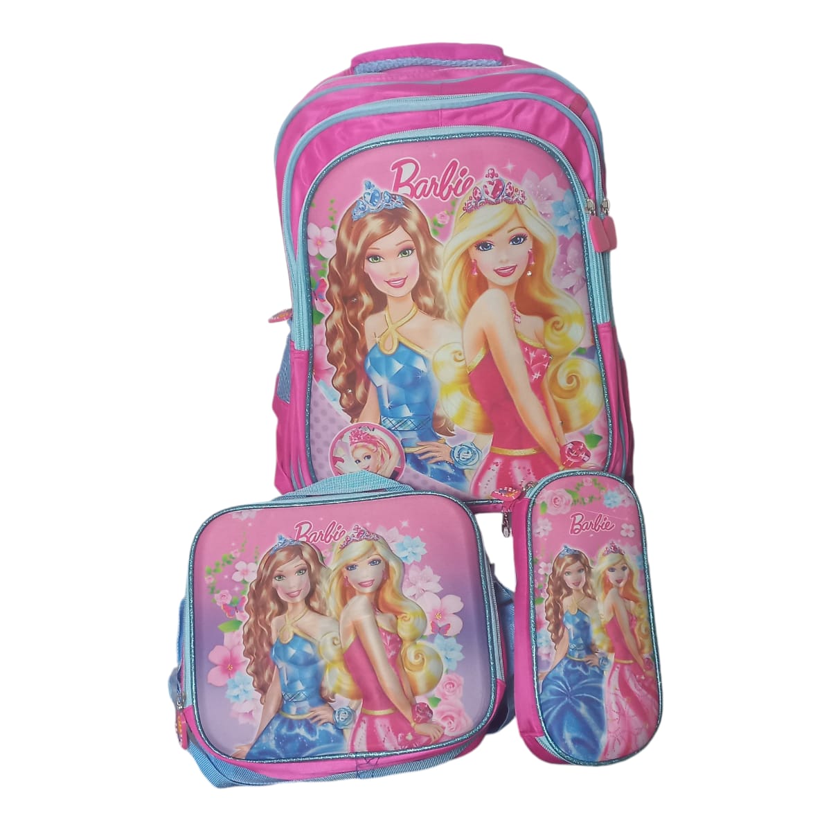 Mochila Escolar Lapicera Lonchera Térmica 3piezas Mochilas Para Niños Primaria Con Gran Capacidad Dibujo 3D Barbie