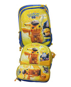 Mochila Escolar Lapicera Lonchera Térmica 3piezas Mochilas Para Niños Primaria Con Gran Capacidad Dibujo 3D Pikachu