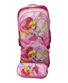 Mochila Escolar Lapicera Lonchera Térmica 3piezas Mochilas Para Niños Primaria Con Gran Capacidad Dibujo 3D Peach