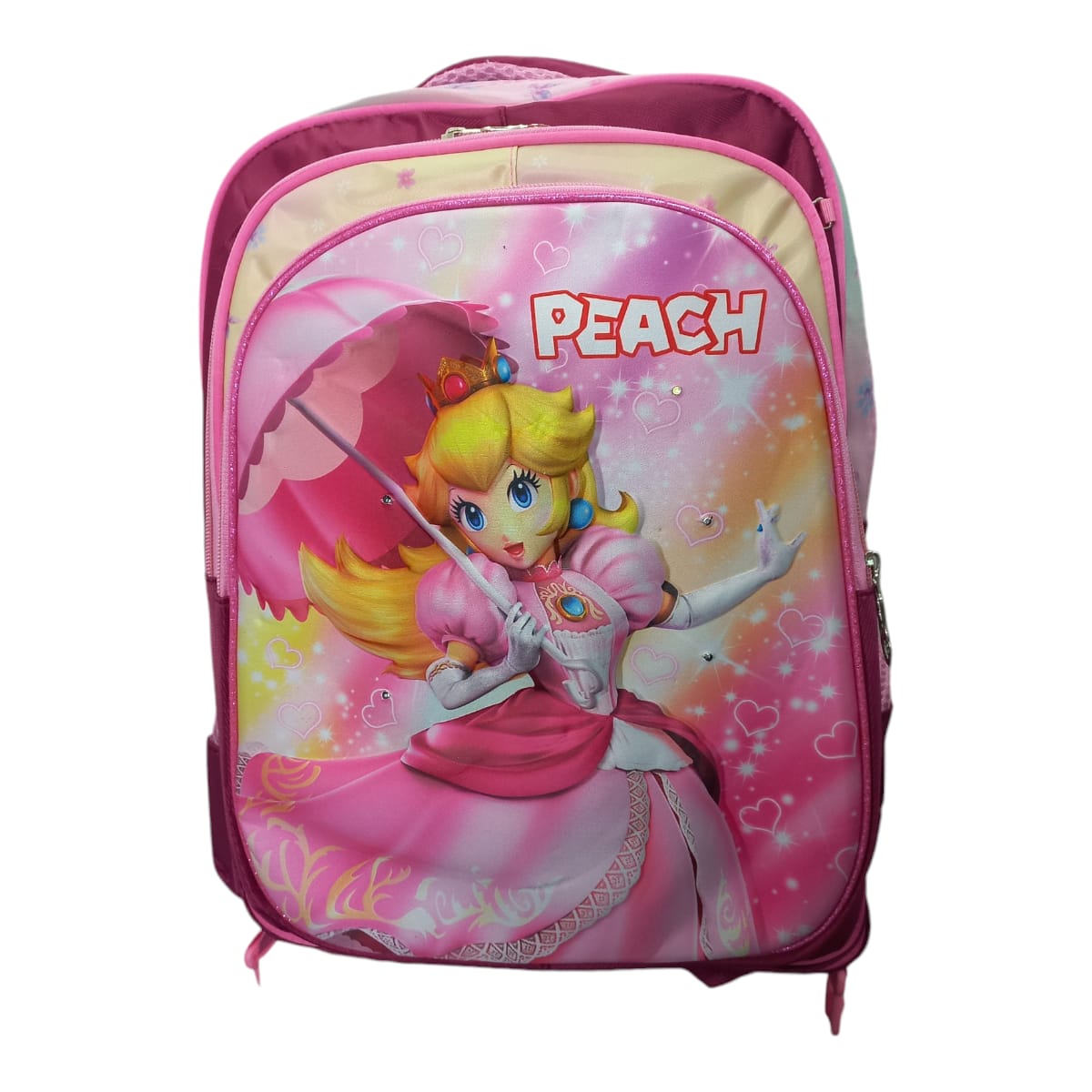 Mochila Escolar Lapicera Lonchera Térmica 3piezas Mochilas Para Niños Primaria Con Gran Capacidad Dibujo 3D Peach