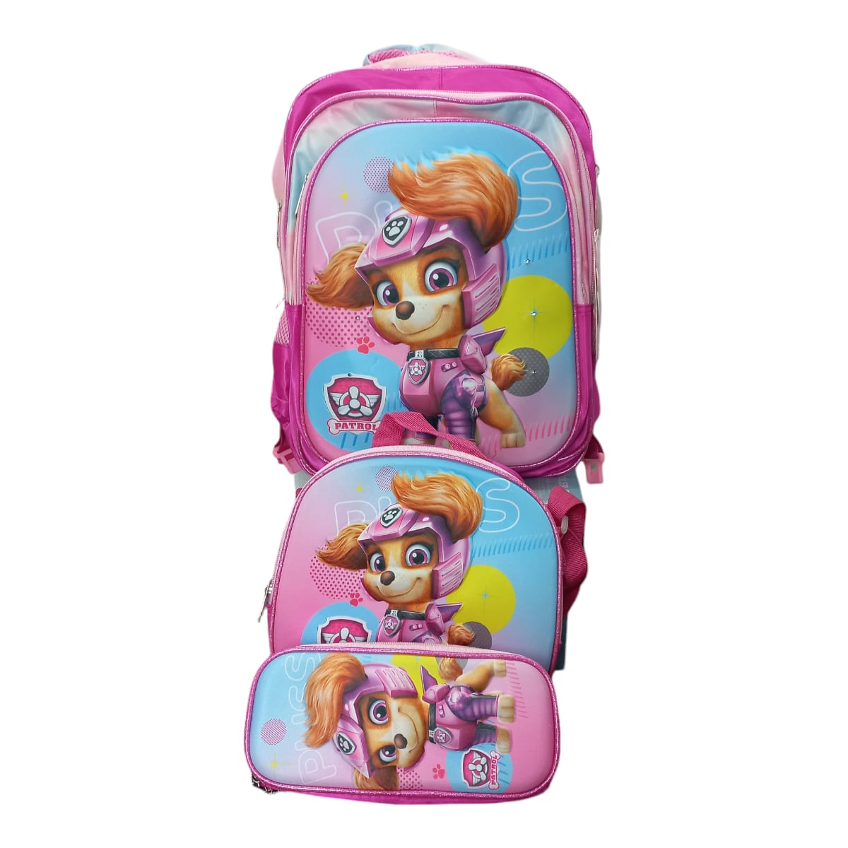 Mochila Escolar Lapicera Lonchera Térmica 3piezas Mochilas Para Niños Primaria Con Gran Capacidad Dibujo 3D Paw Patrol