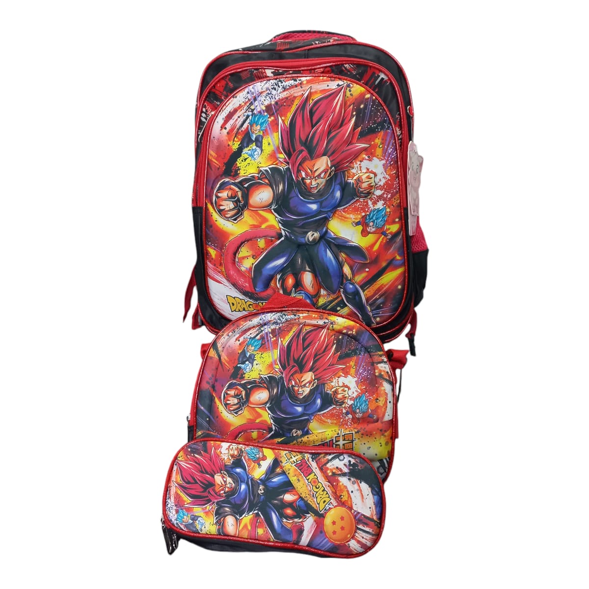 Mochila Escolar Lapicera Lonchera Térmica 3piezas Mochilas Para Niños Primaria Con Gran Capacidad Dibujo 3D Dragon Ball
