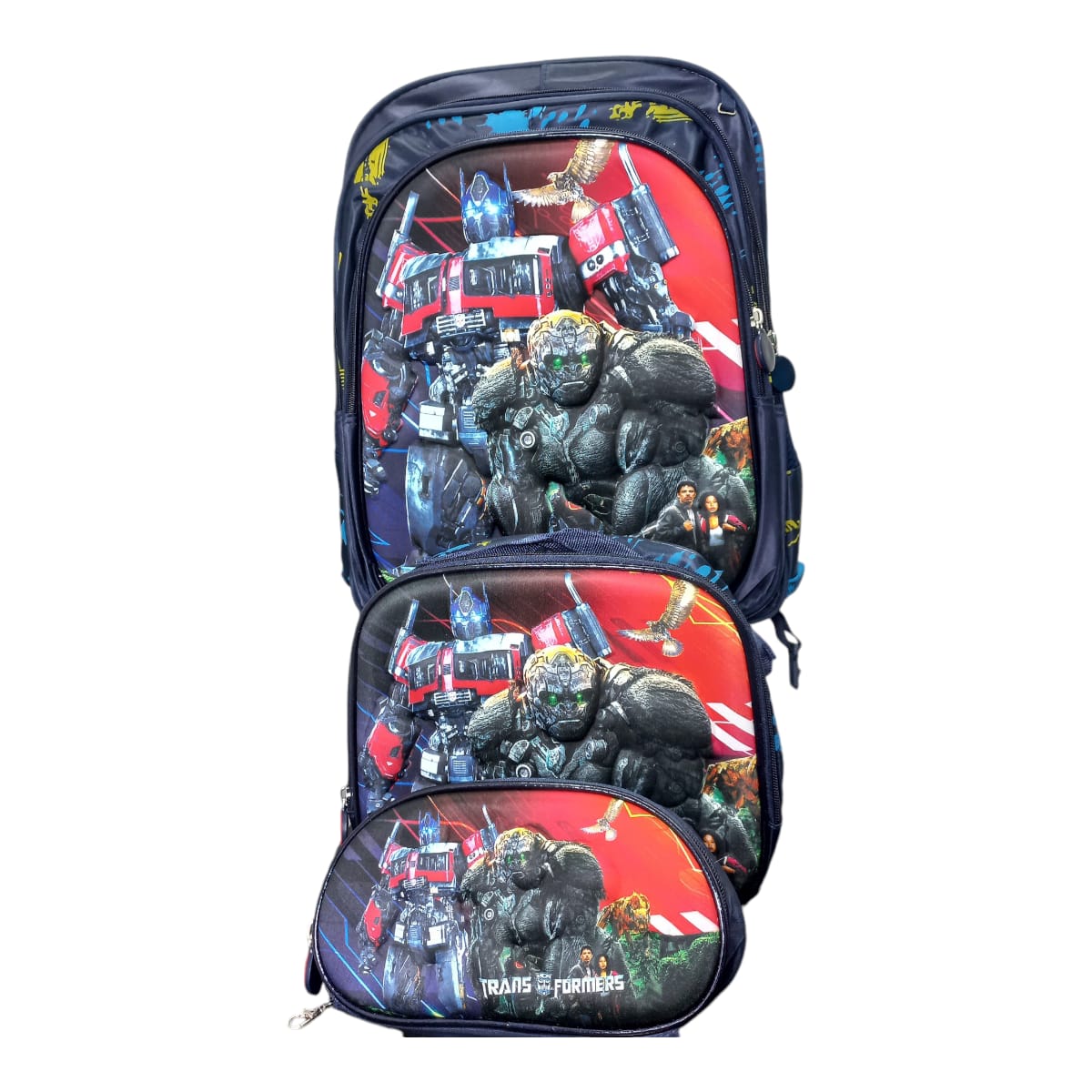 Mochila Escolar Lapicera Lonchera Térmica 3piezas Mochilas Para Niños Primaria Con Gran Capacidad Dibujo 3D Transformers