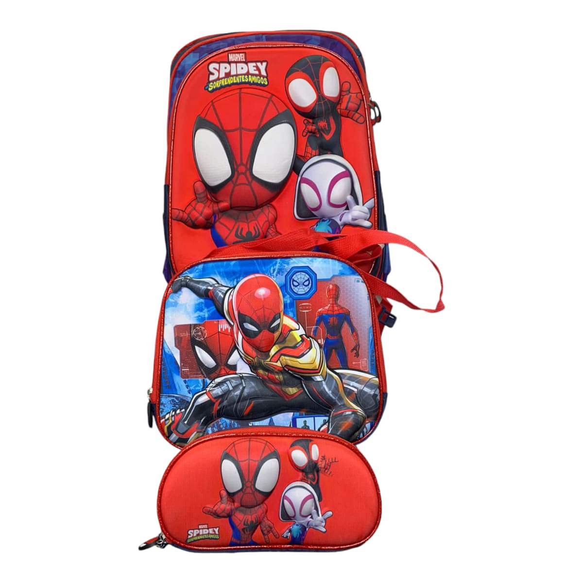 Mochila Escolar Lapicera Lonchera Térmica 3piezas Mochilas Para Niños Primaria Con Gran Capacidad Spider Man