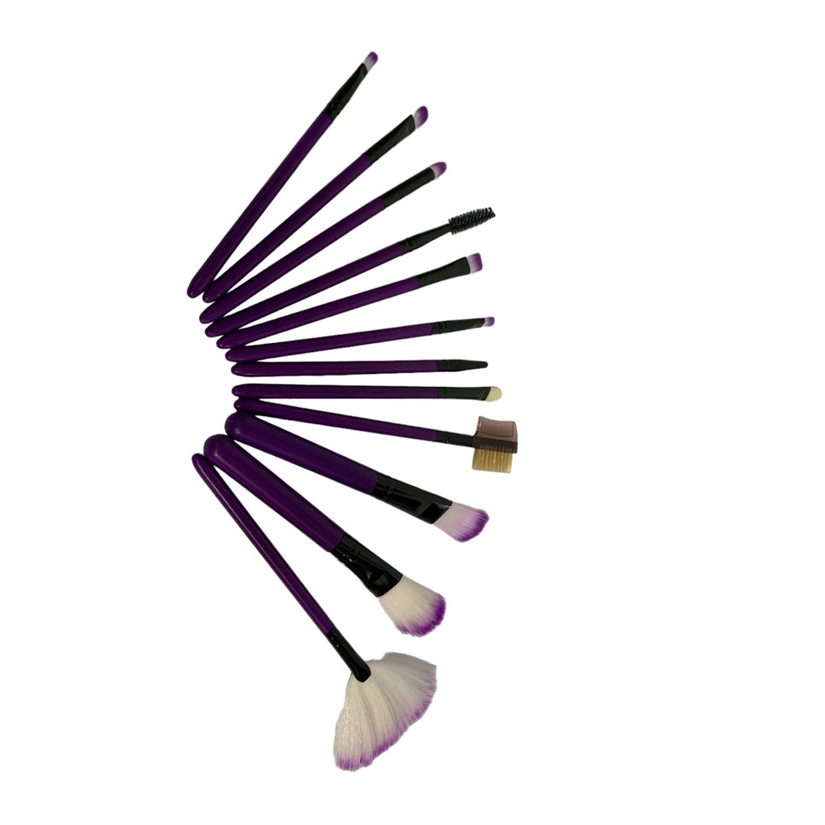 Kit Brochas Pelo Sintético Para Maquillaje Con Estuche 12pzs