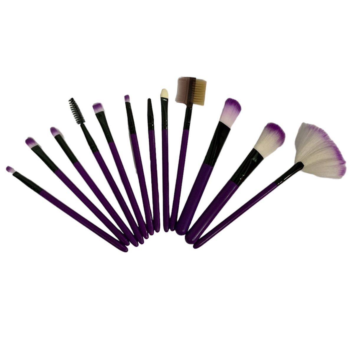 Kit Brochas Pelo Sintético Para Maquillaje Con Estuche 12pzs