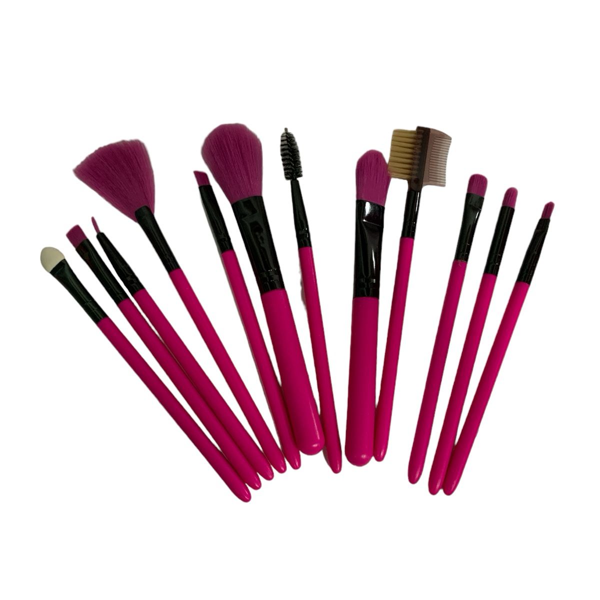 Kit Brochas Pelo Sintético Para Maquillaje Con Estuche 12pzs