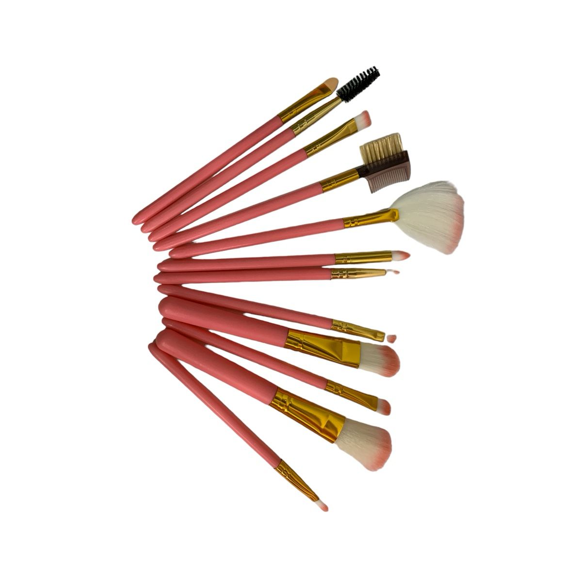 Kit Brochas Pelo Sintético Para Maquillaje Con Estuche 12pzs