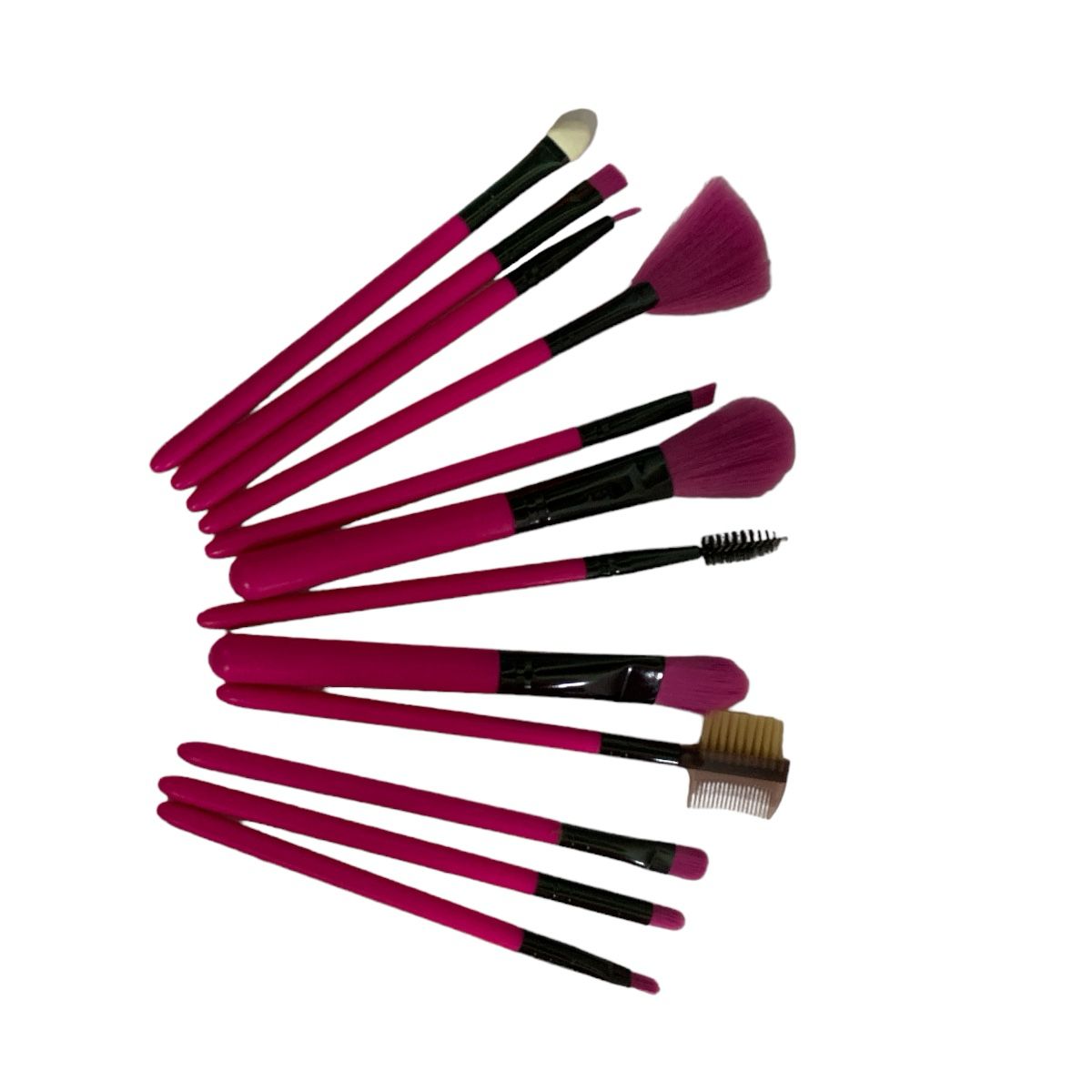 Kit Brochas Pelo Sintético Para Maquillaje Con Estuche 12pzs