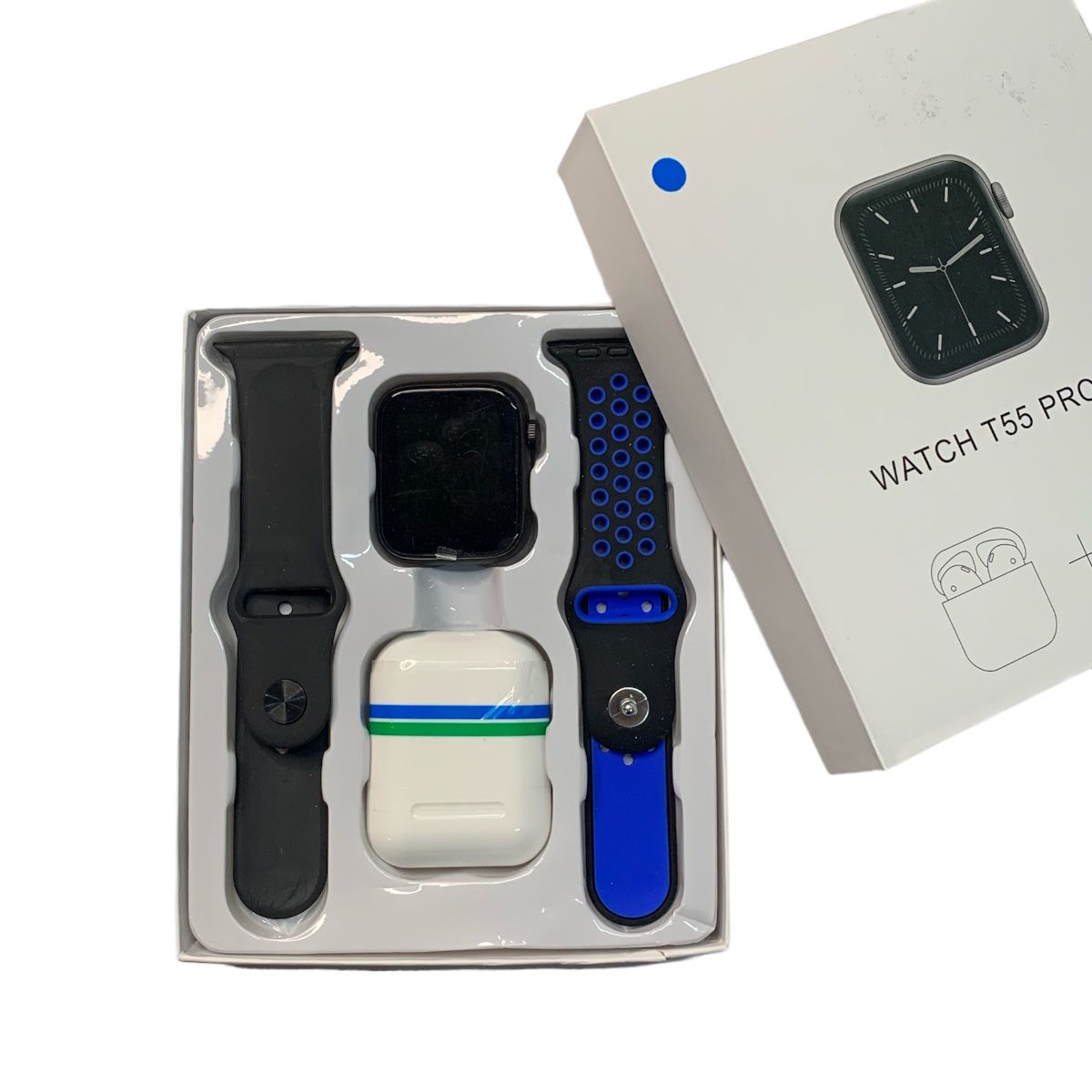 Reloj Llamada Inteligente Smart Watch T55 Pro Max Con Audífonos 2 En 1