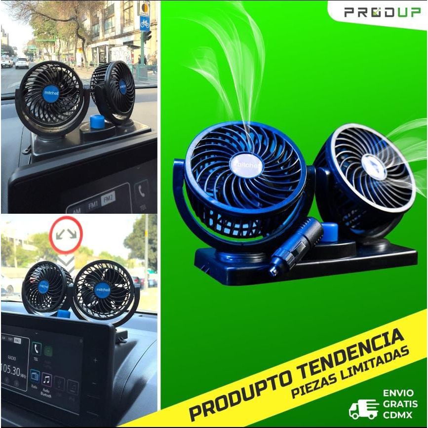360 Grados Doble Ventilador Para Auto Carro Coche 12v