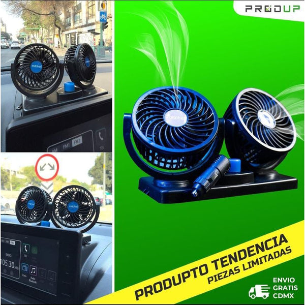 360 Grados Doble Ventilador Para Auto Carro Coche 12v