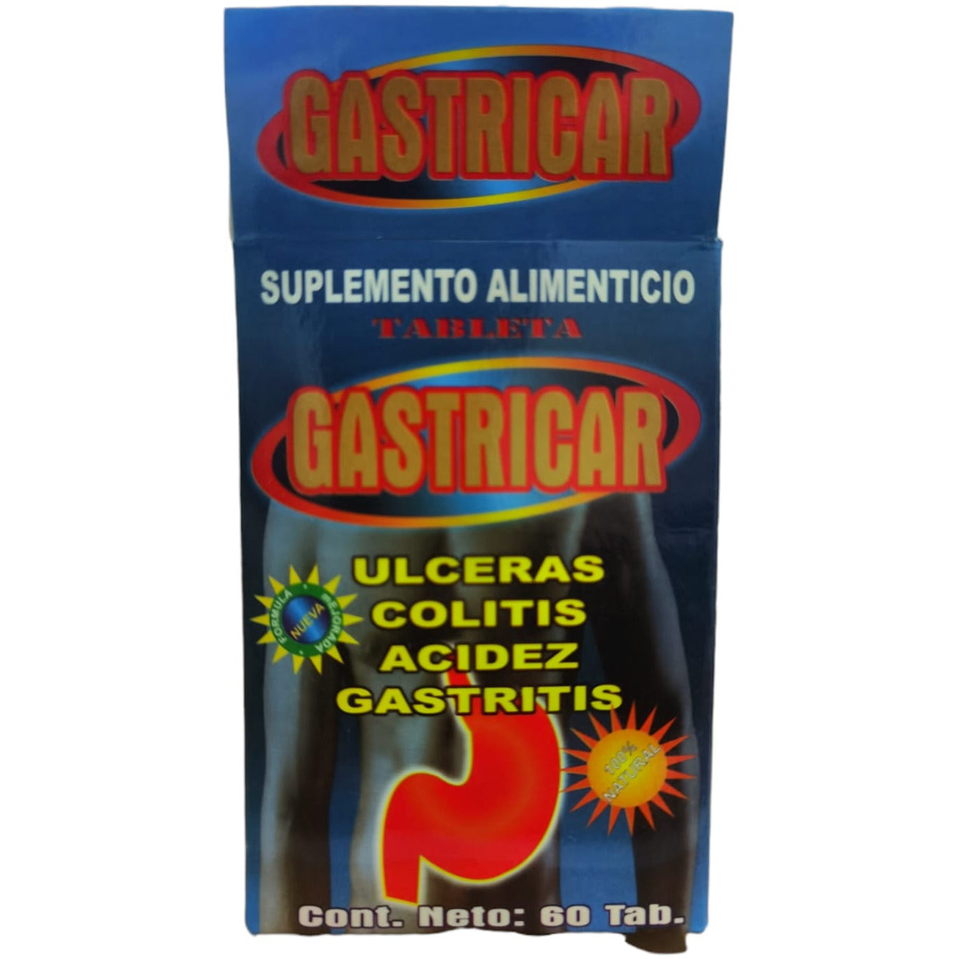 Gastricar 60 Tabletas Suplemento para Ulceras, Colitis, Acidez y Gastritis