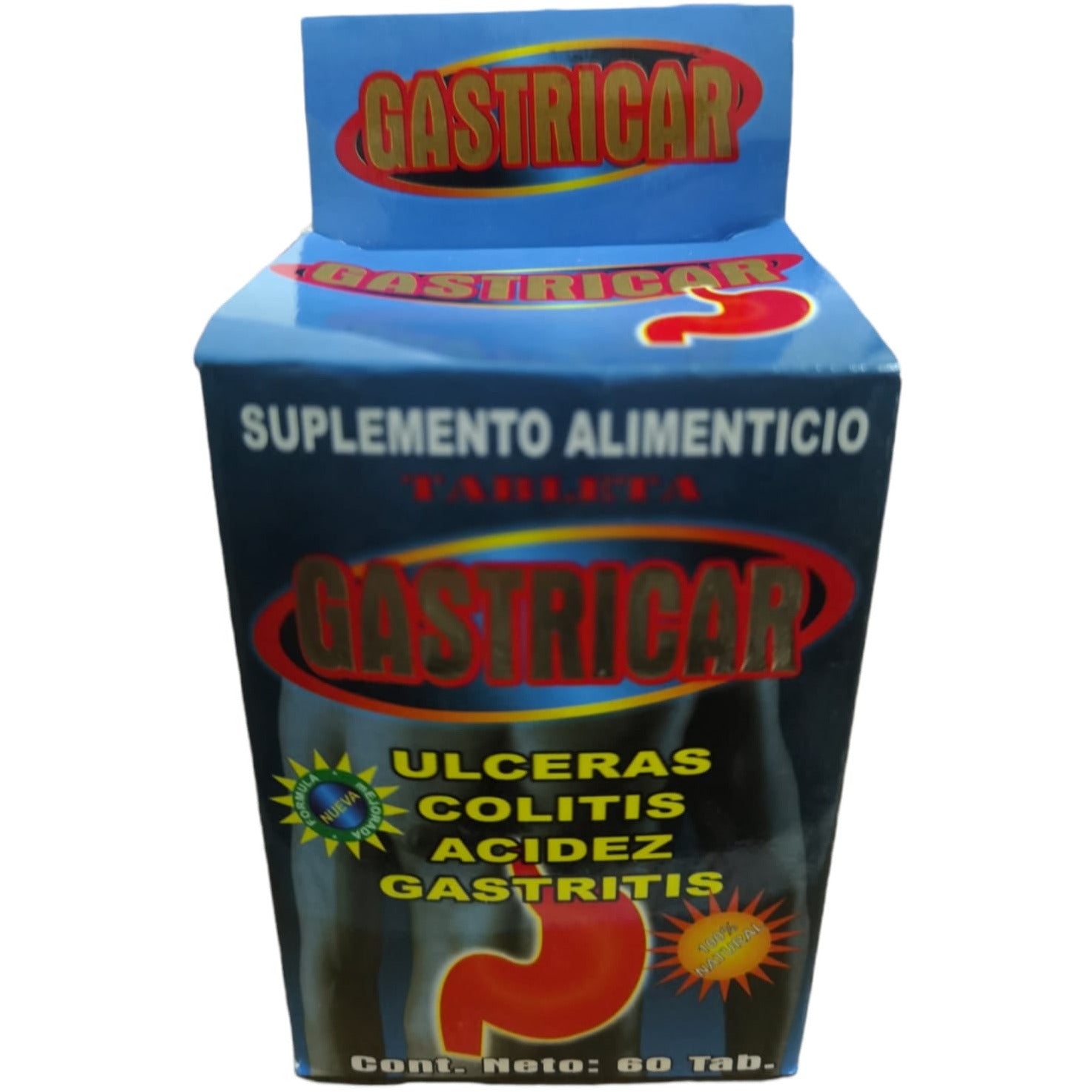 Gastricar 60 Tabletas Suplemento para Ulceras, Colitis, Acidez y Gastritis